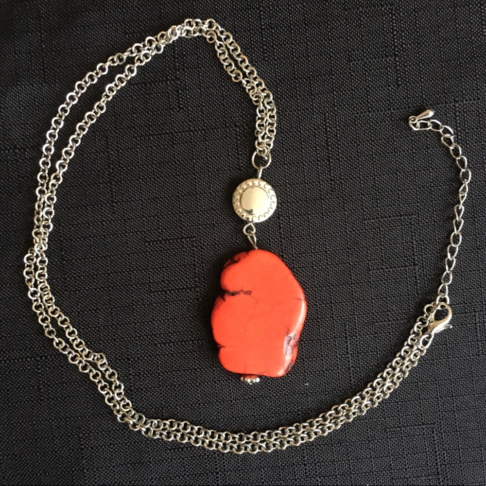 23”-27” Adjustable Boho Necklace Red Agate Style